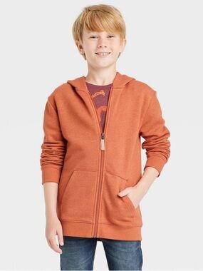⭐️ Cat & Jack Orange Zip-Up Fleece Hoodie Size L(12-14)